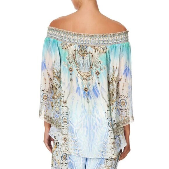 Camilla Gatsbys Girl Off Shoulder Shirred Blouse XS 165E - Picture 7 of 11